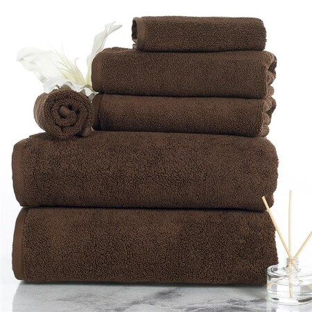 Lavish Home Lavish Home 67-0017-C 6 Piece Cotton Towel Set; Chocolate 67-0017-C